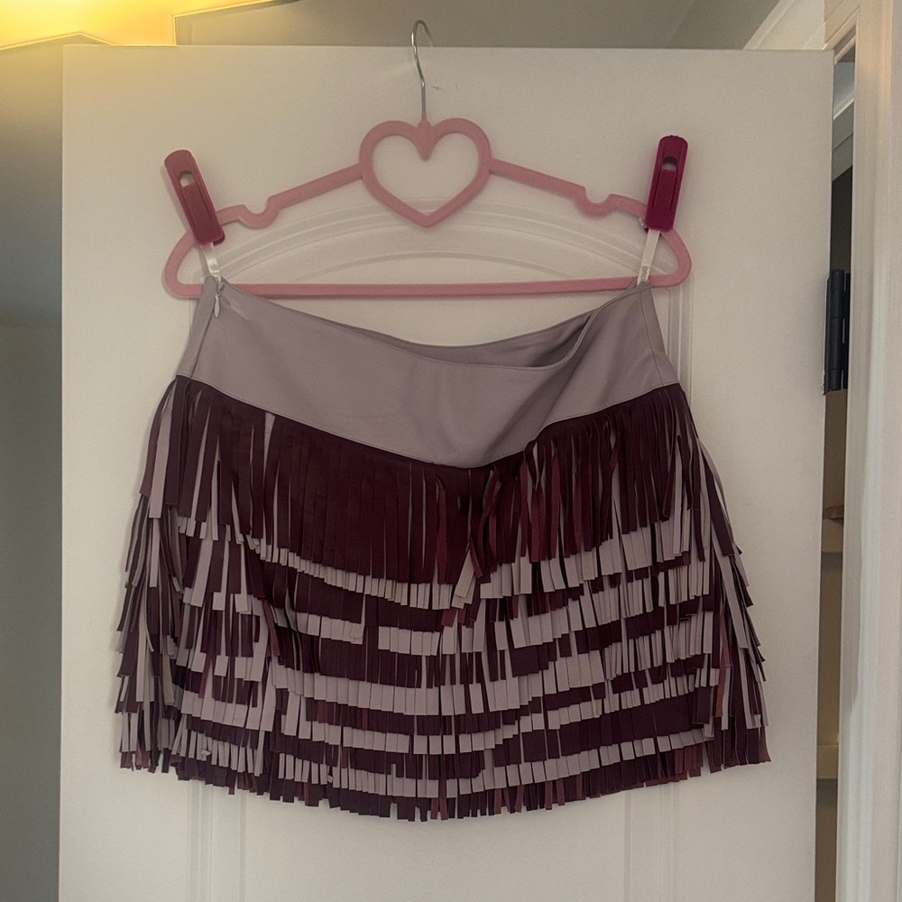 DROMe Leather Mini Skirt Fringe Purple
